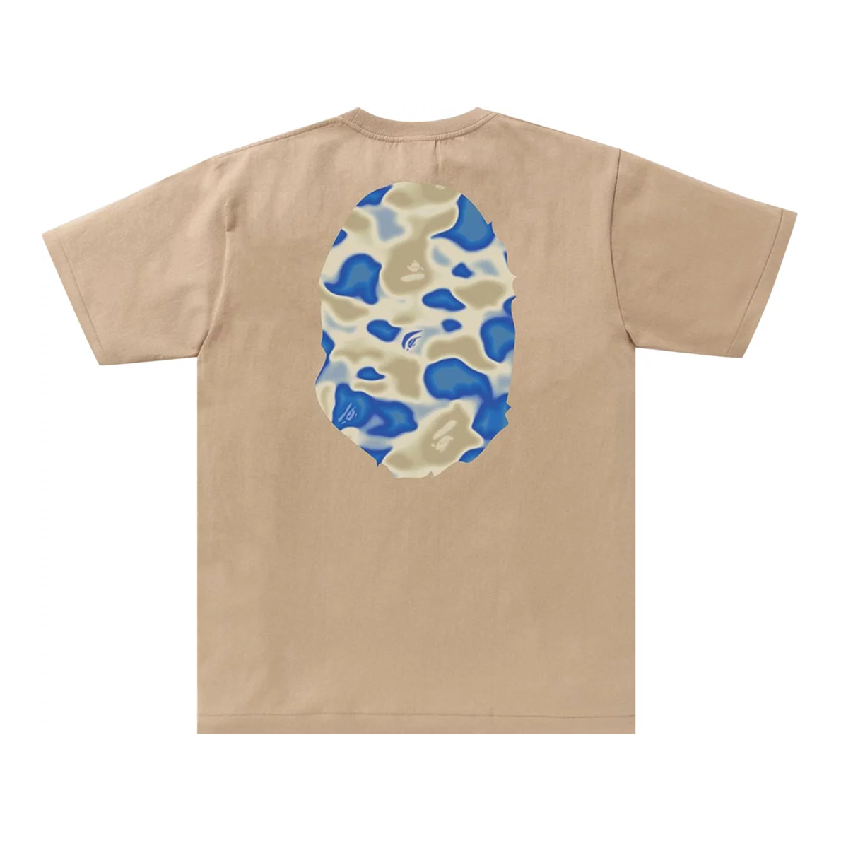 A BATHING APE LIQUID CAMO BIG APE HEAD TEE - BROWN