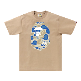 A BATHING APE LIQUID CAMO BIG APE HEAD TEE - BROWN