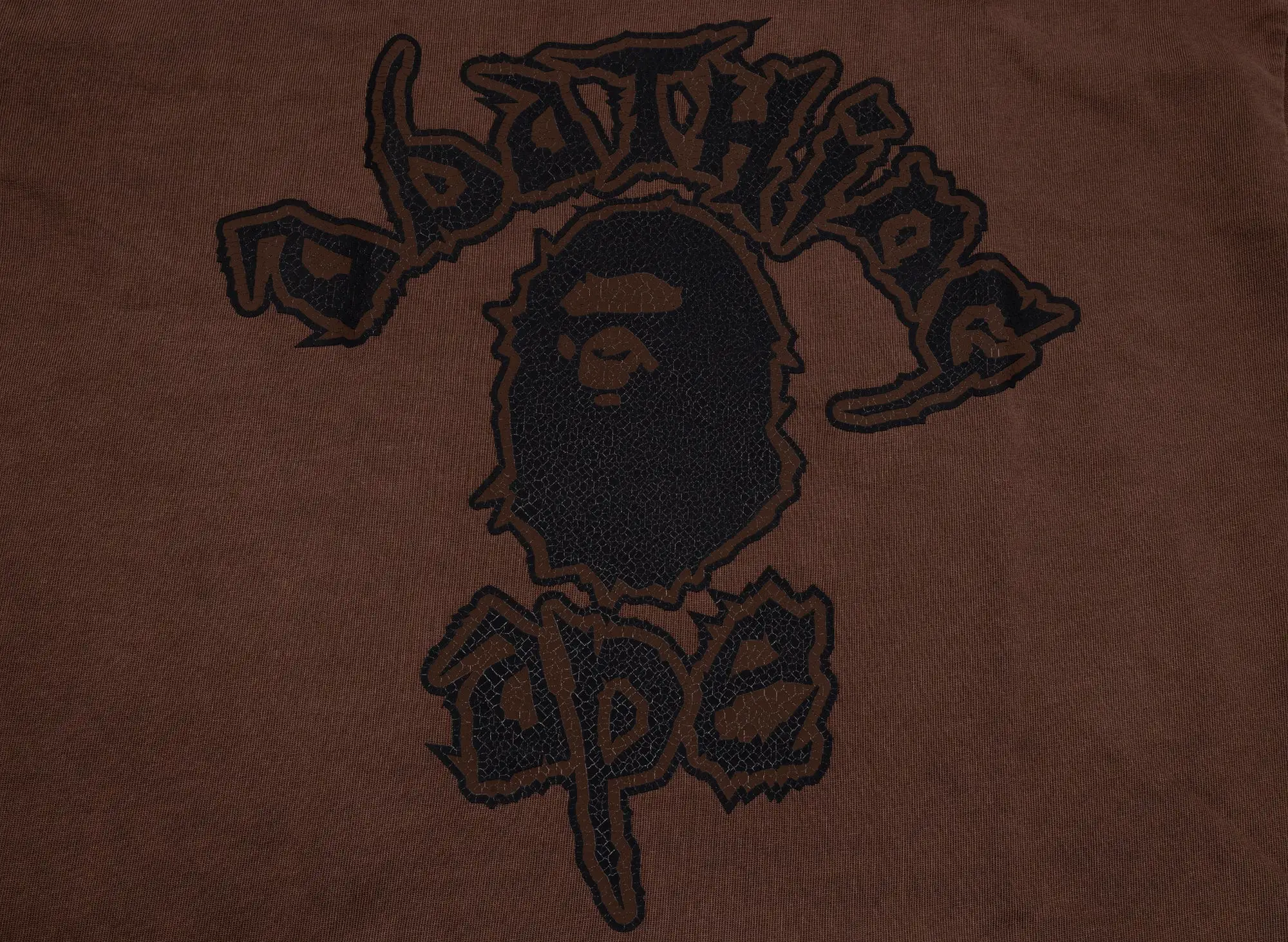 A Bathing Ape Mad College Garment Dyed Relaxed Fit Tee in Brown xld