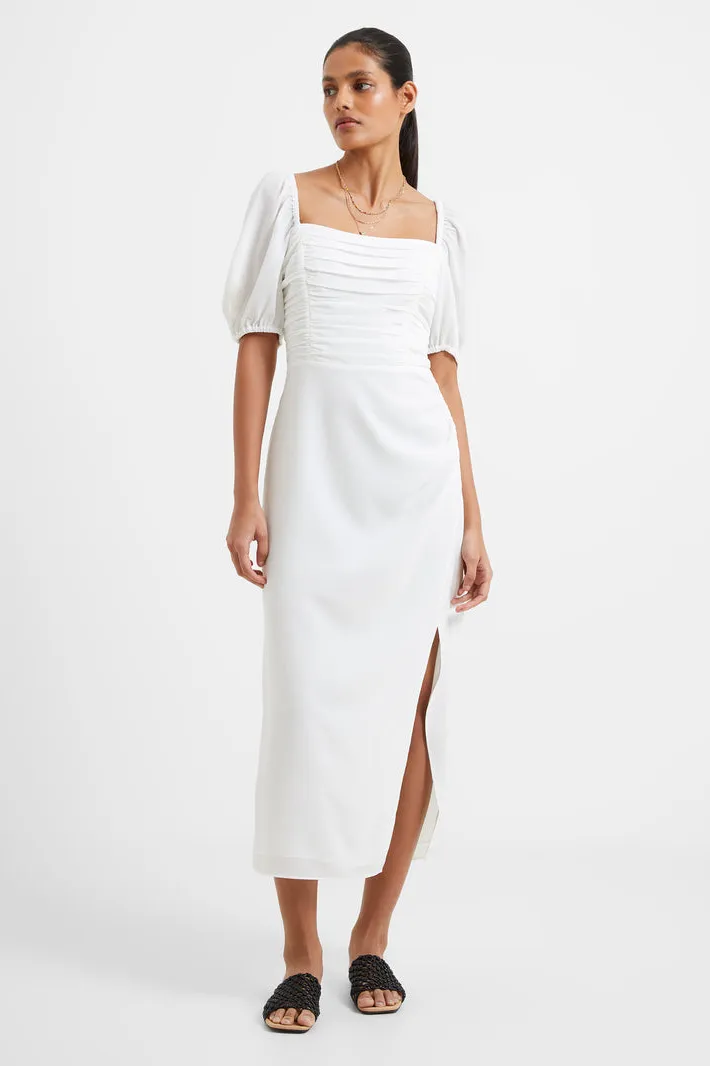 Afina Verona Ruched Midi Dress- Summer White