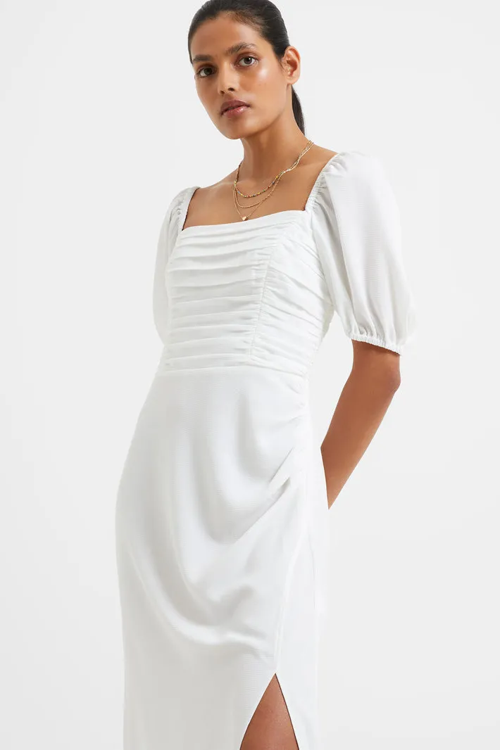 Afina Verona Ruched Midi Dress- Summer White