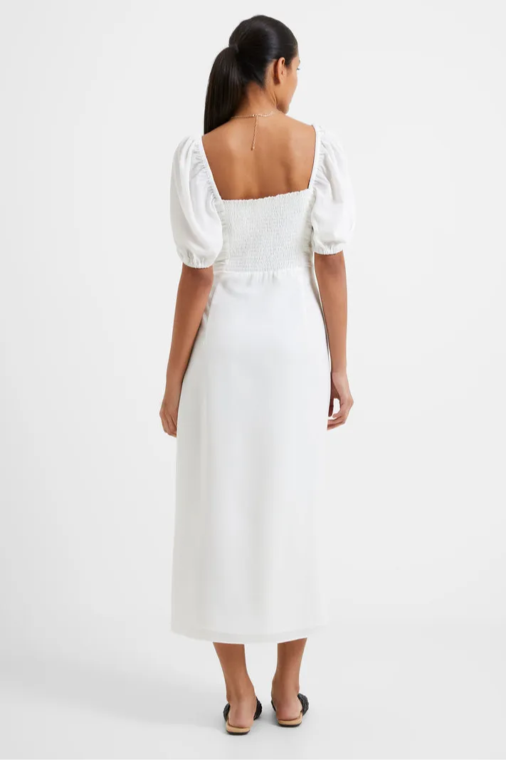 Afina Verona Ruched Midi Dress- Summer White