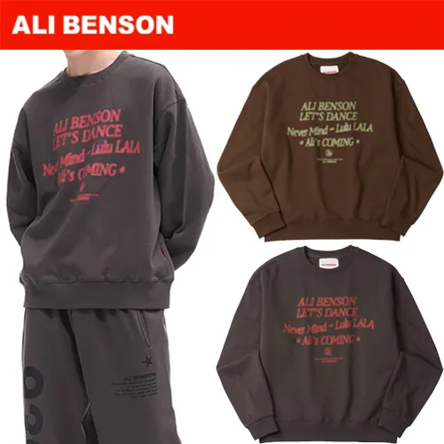 ALI BENSON  |Unisex Street Style Long Sleeves Logo Sweatshirts