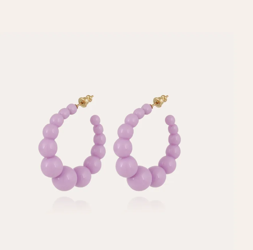 Andy hoop earrings small size acetate gold - Purple