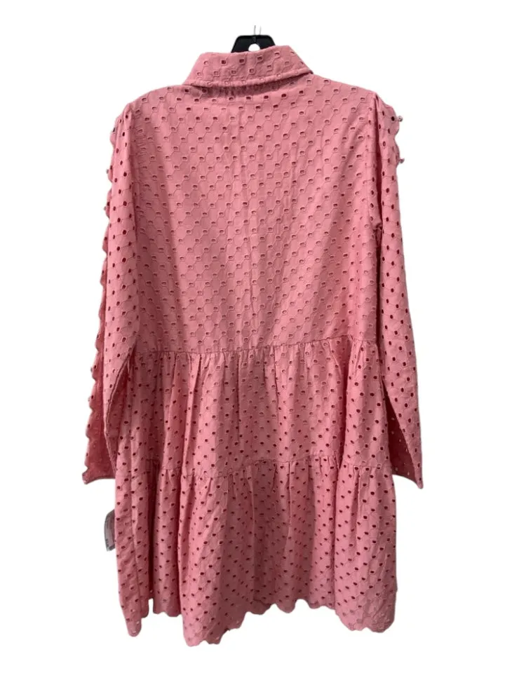 Antonio Melani Size 2 Pink Cotton Crochet Lace Button Detail Collared Dress