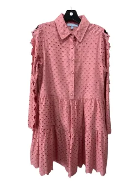 Antonio Melani Size 2 Pink Cotton Crochet Lace Button Detail Collared Dress