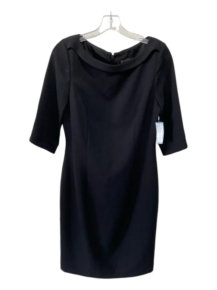 Antonio Melani Size 6 Black Polyester Wide Neck Princess Seams 1/2 sleeve Dress