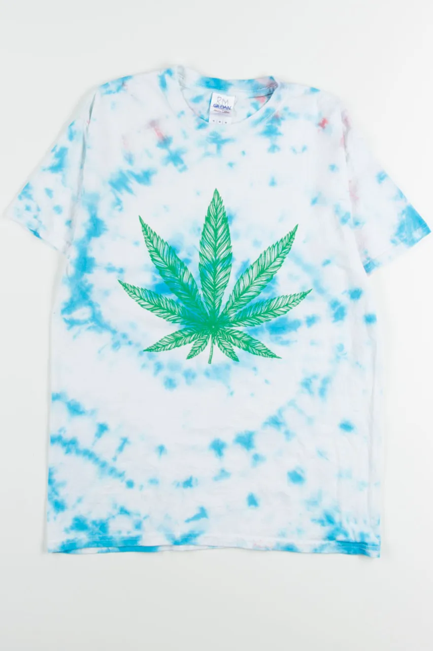 Blue & White Spiral Weed Tie Dye Tee