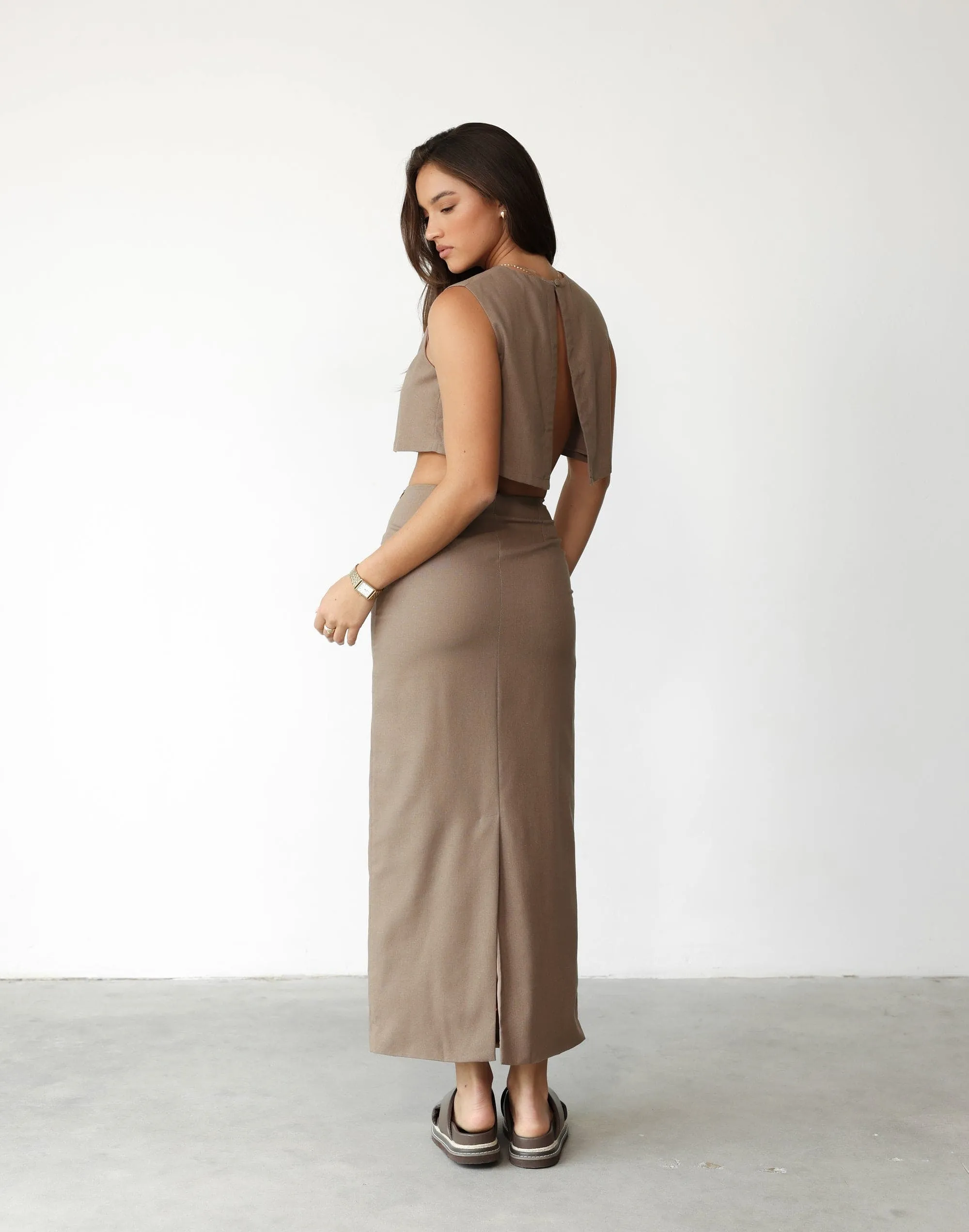 Como Linen Maxi Skirt (Mocha)