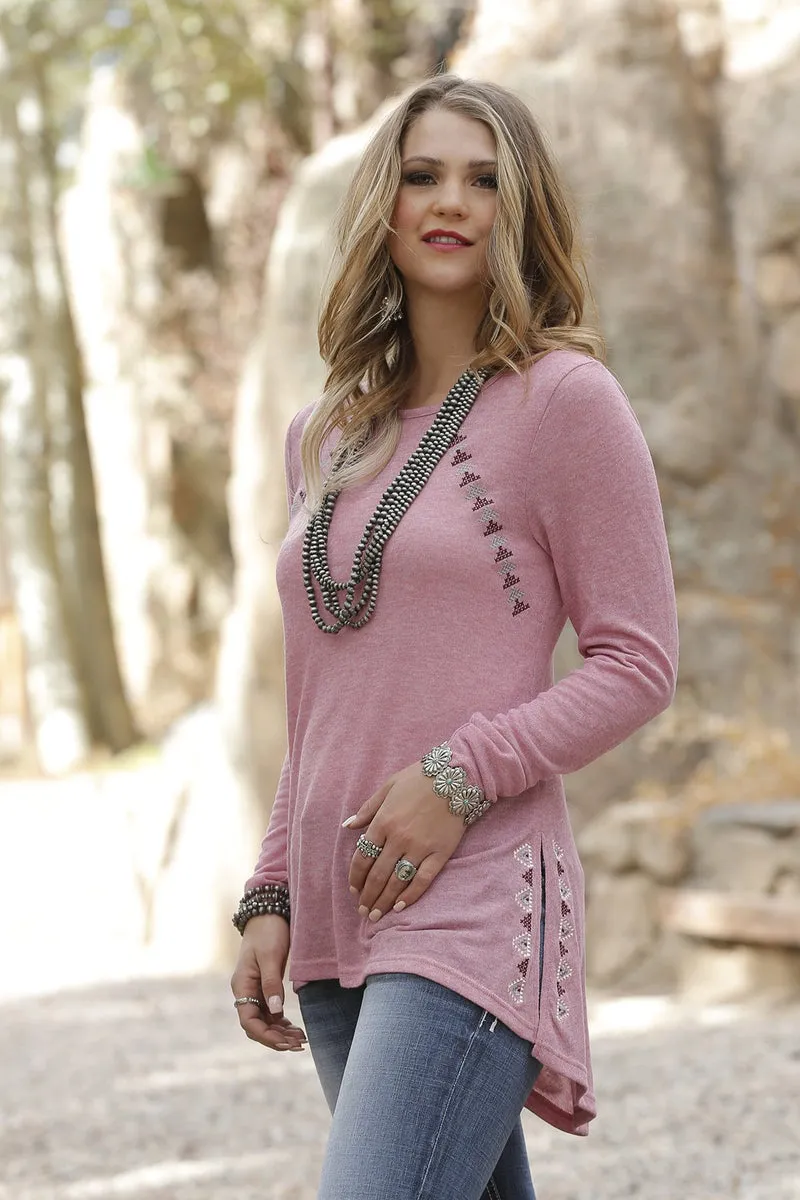 CRUEL DENIM WOMEN'S HEATHER PINK SWEATER KNIT TUNIC