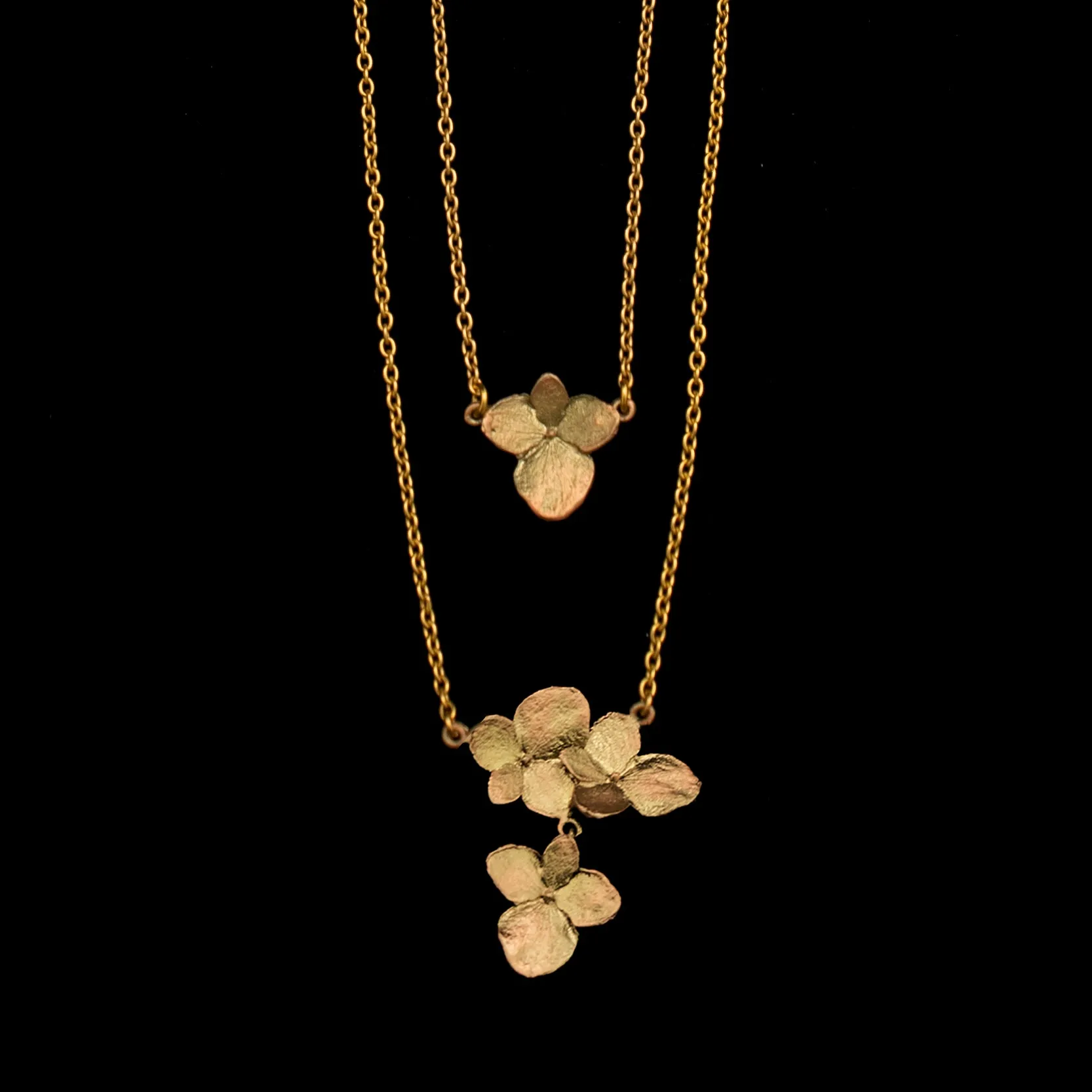 Dainty Additions Hydrangea 16 Inch Adjustable Double Layer Pendant Necklace by Michael Michaud