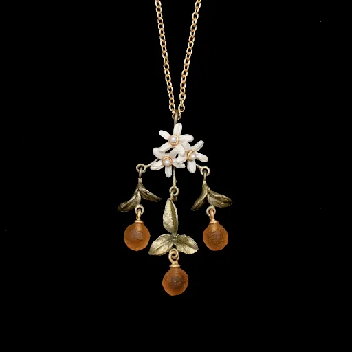 Dainty Orange Blossom 16 Inch Adjustable Pendant Necklace by Michael Michaud