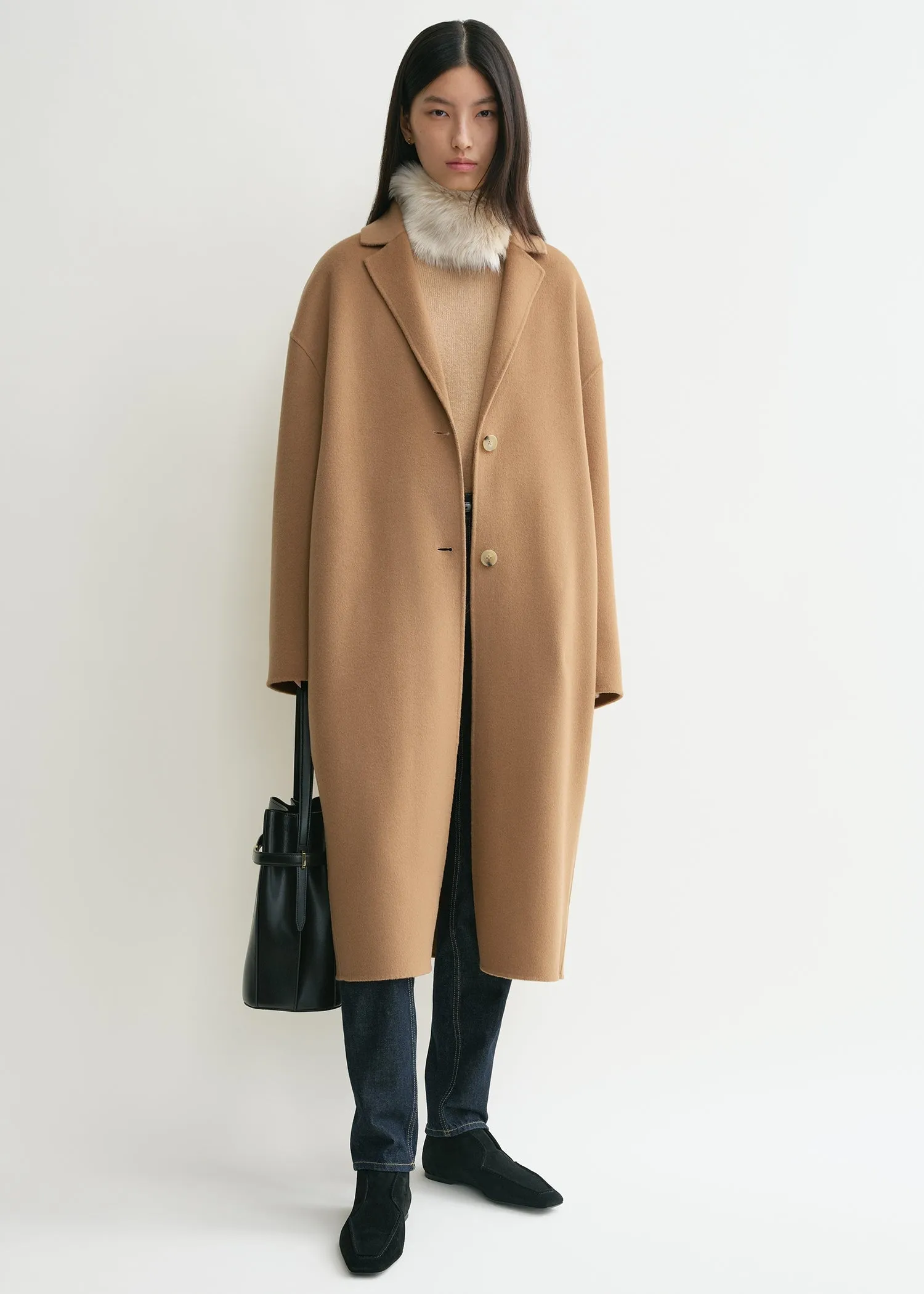 Doublé cocoon coat camel