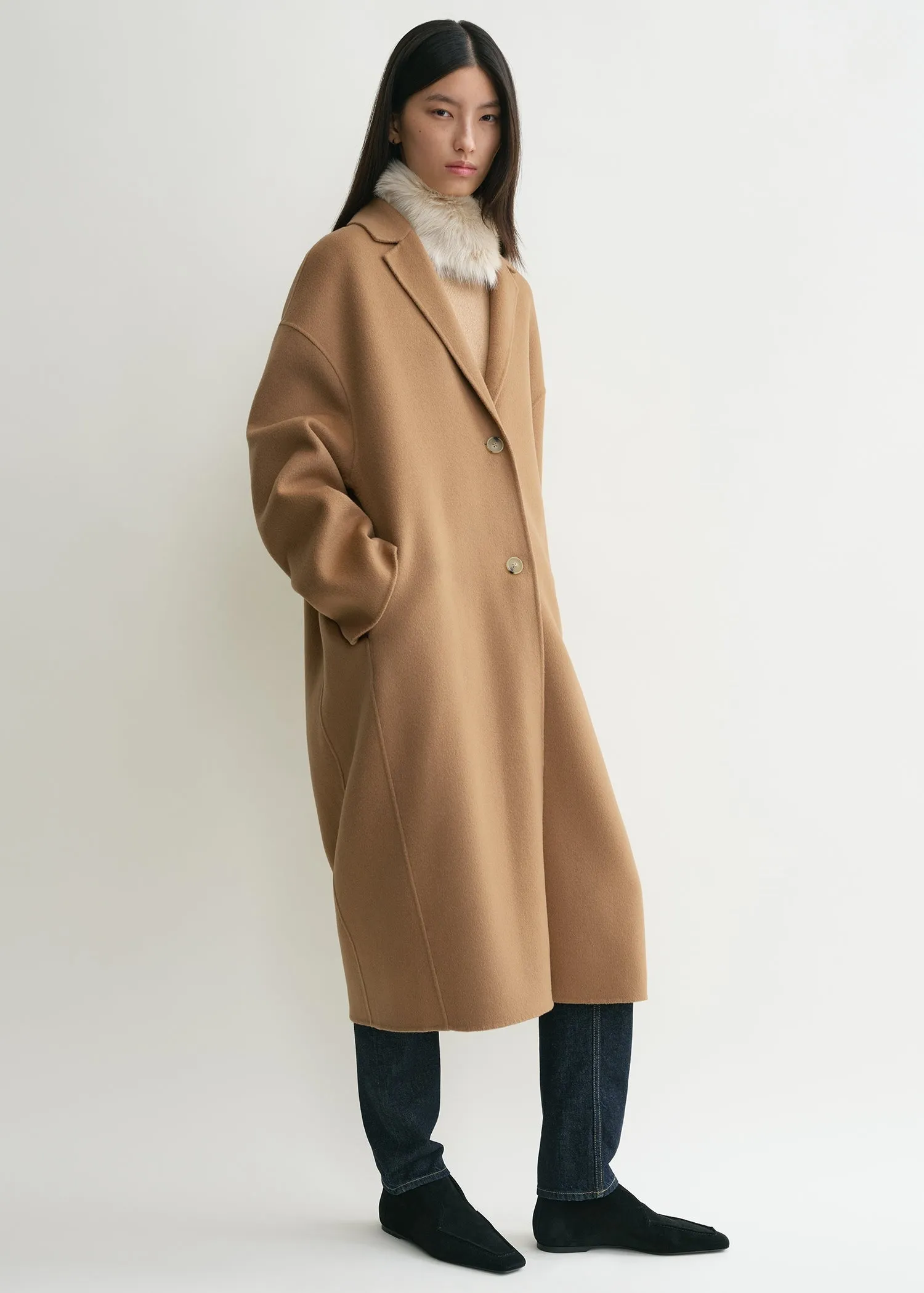 Doublé cocoon coat camel