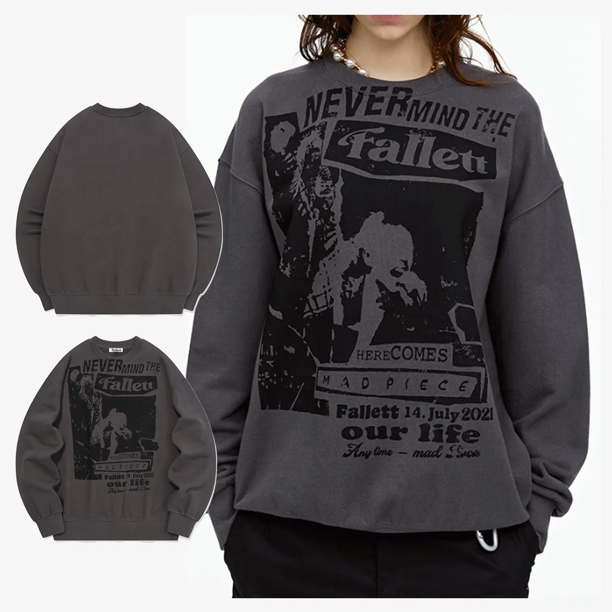 Fallett  |Unisex Street Style Long Sleeves Cotton Logo Sweatshirts