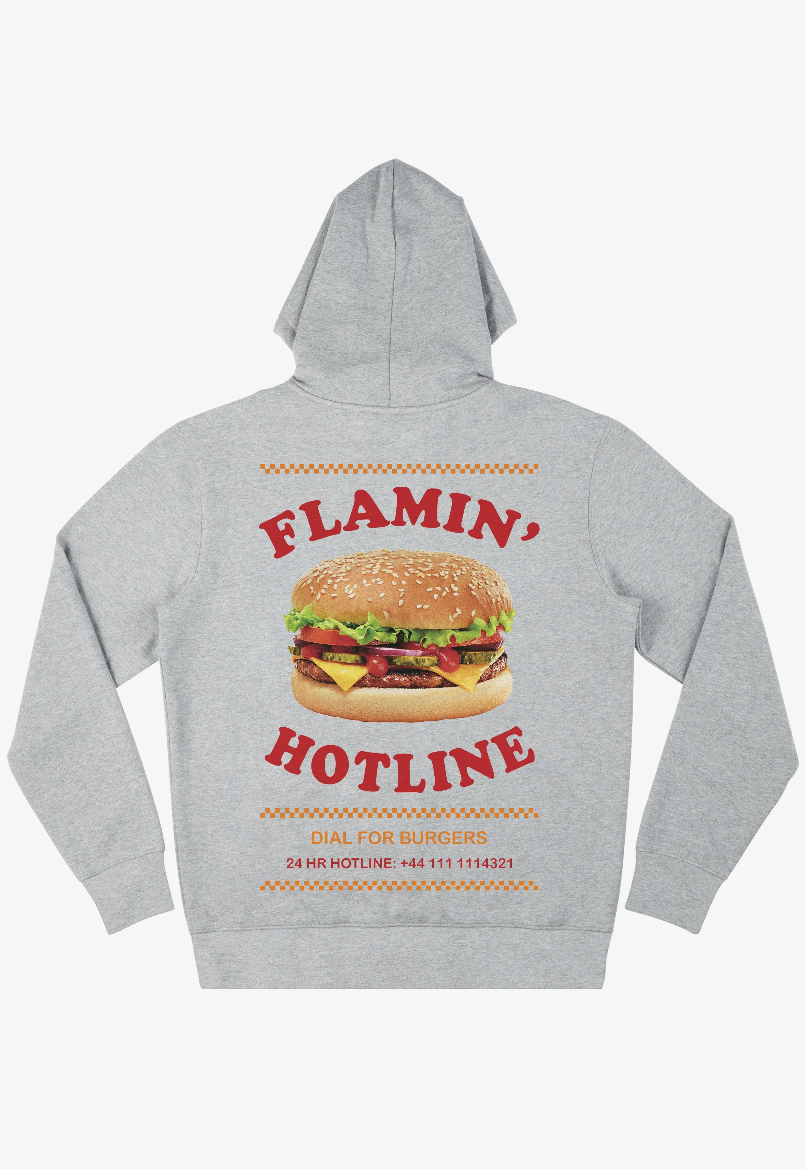 Flamin’ Hotline Burger Hoodie in Grey