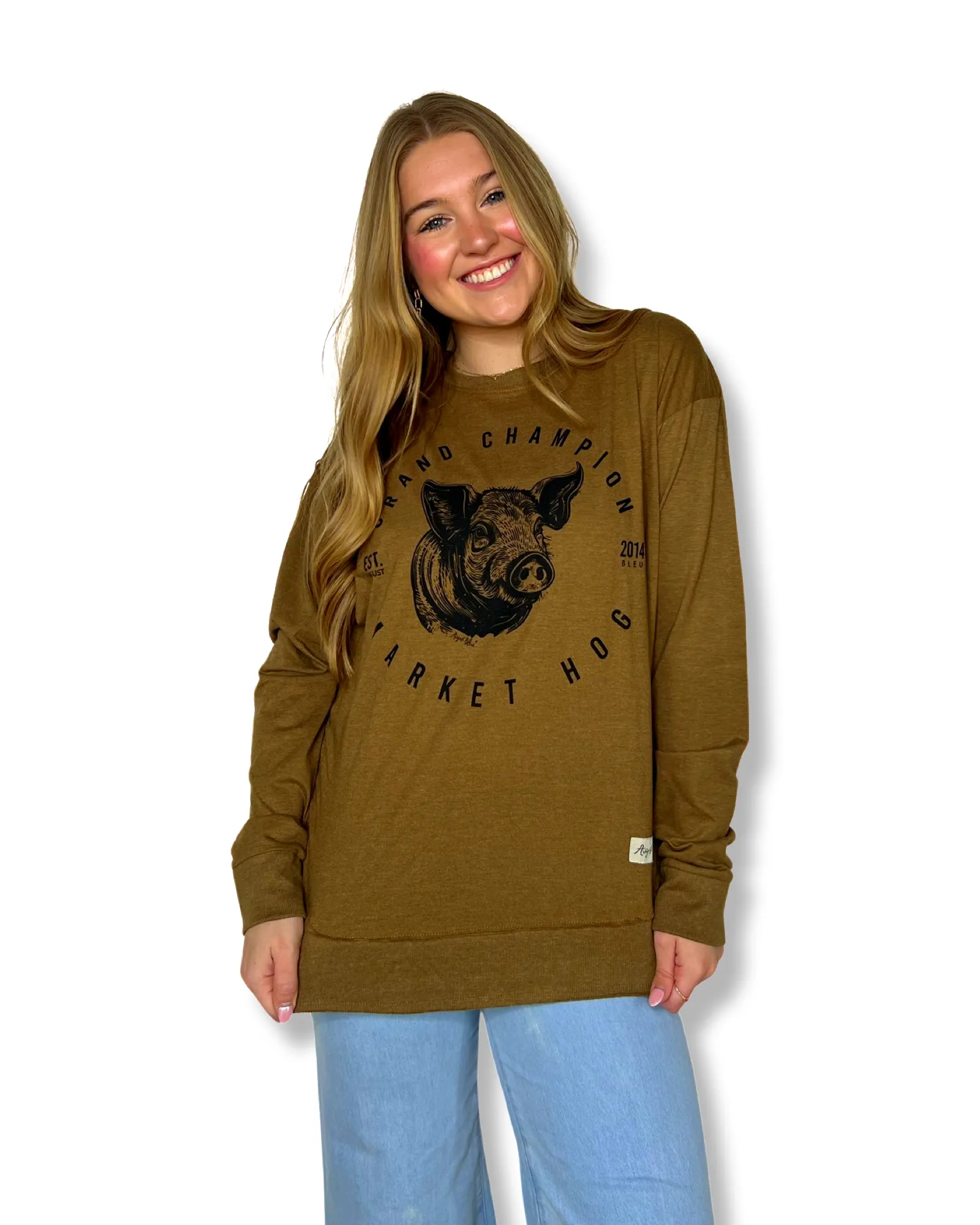 Grand Champion Market HOG Carpenter Brown High Low Long Sleeve Tee