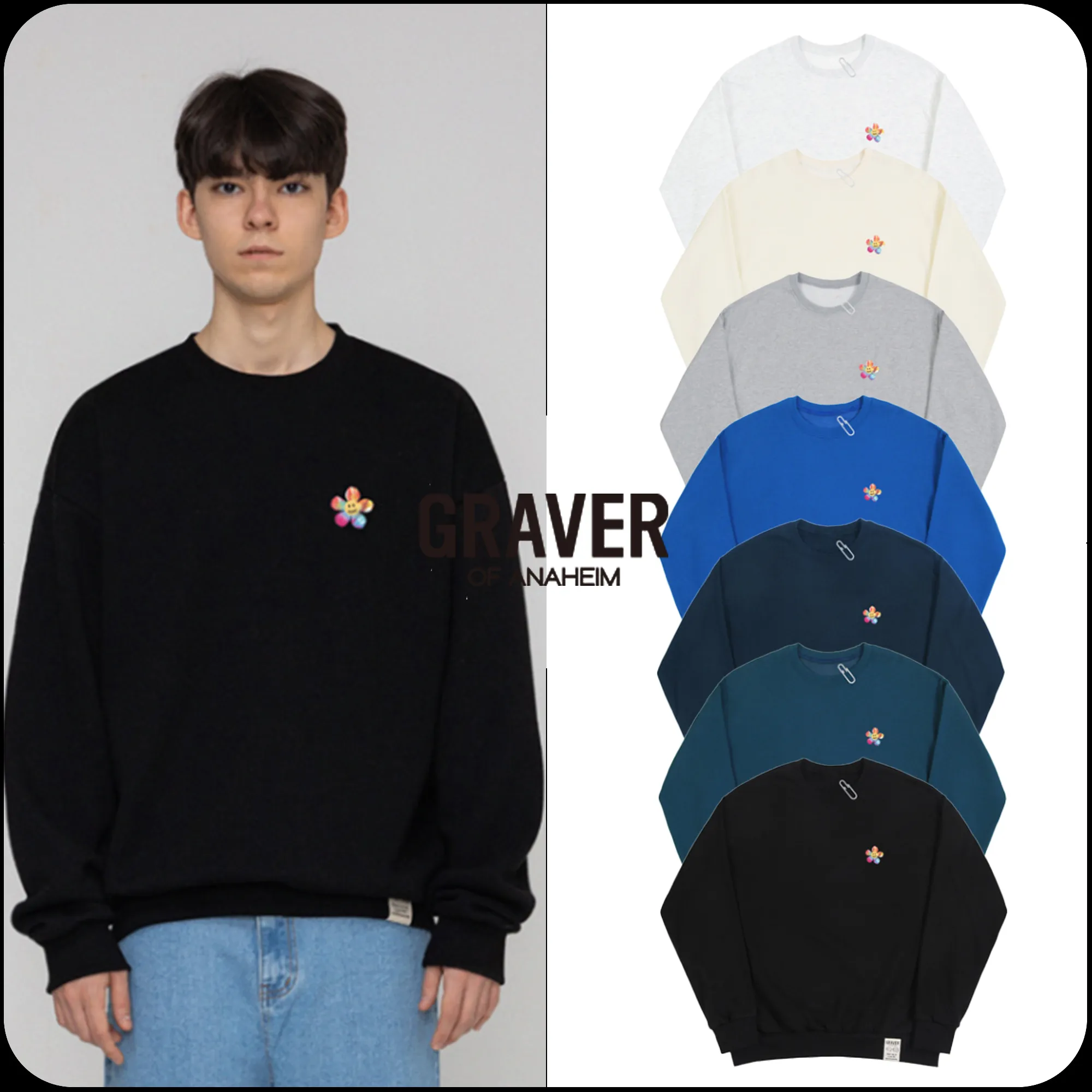 GRAVER  |[GRAVER]★ TIE-DYE FLOWER DOT SMILE SWEATSHIRT