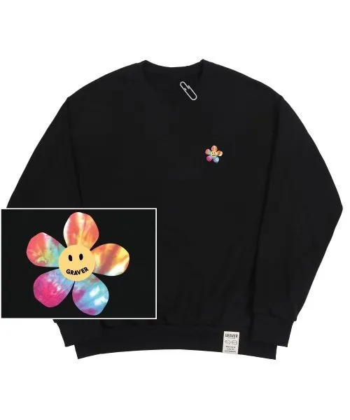 GRAVER  |[GRAVER]★ TIE-DYE FLOWER DOT SMILE SWEATSHIRT