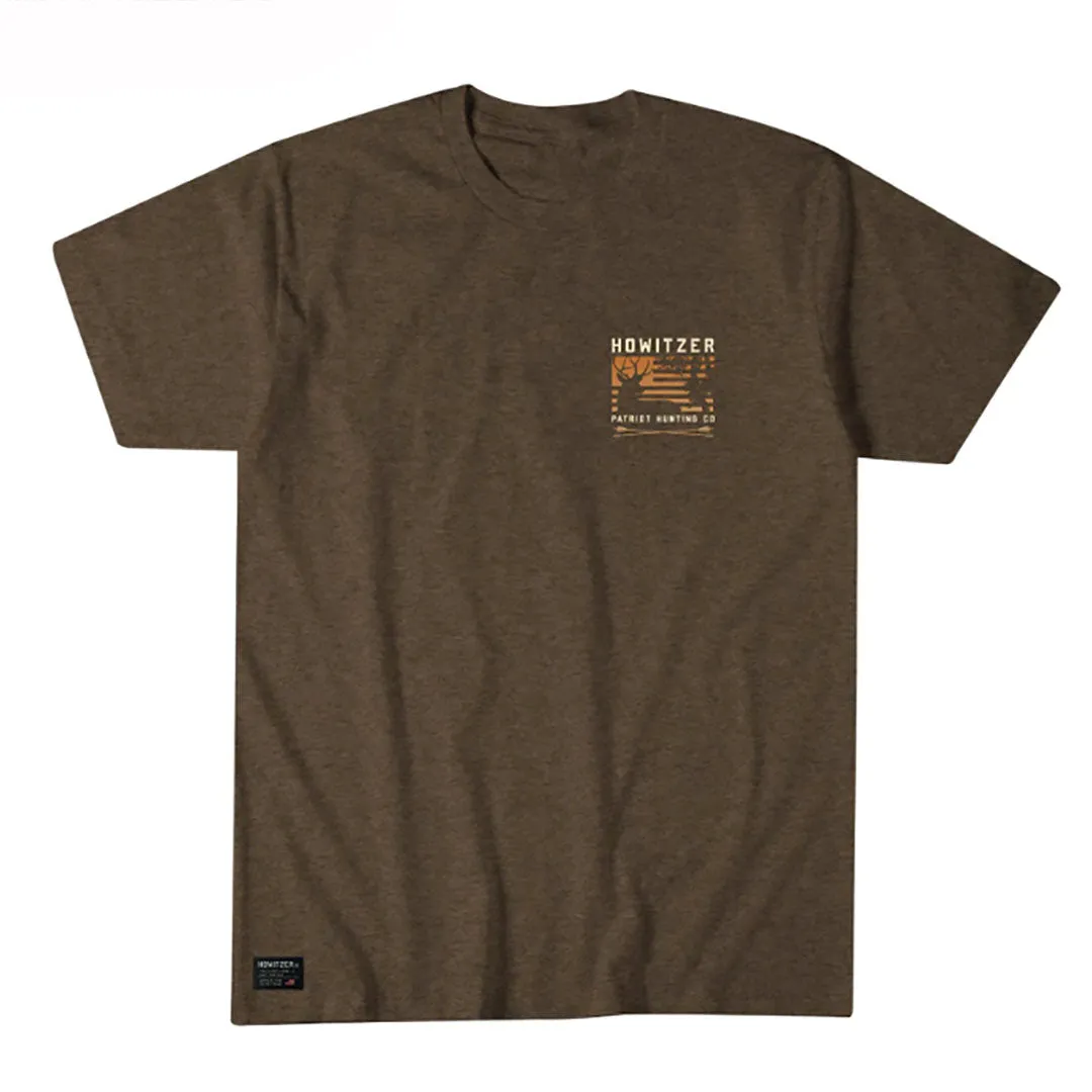 Howitzer Patriot Hunting Short Sleeve Tee Brown Heather Shirt