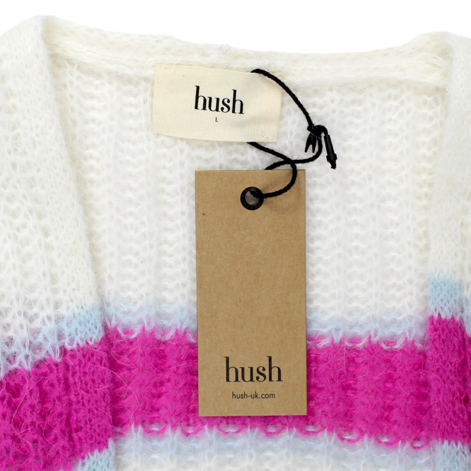 Hush Cream/Pink Stripe Knitted Cardigan