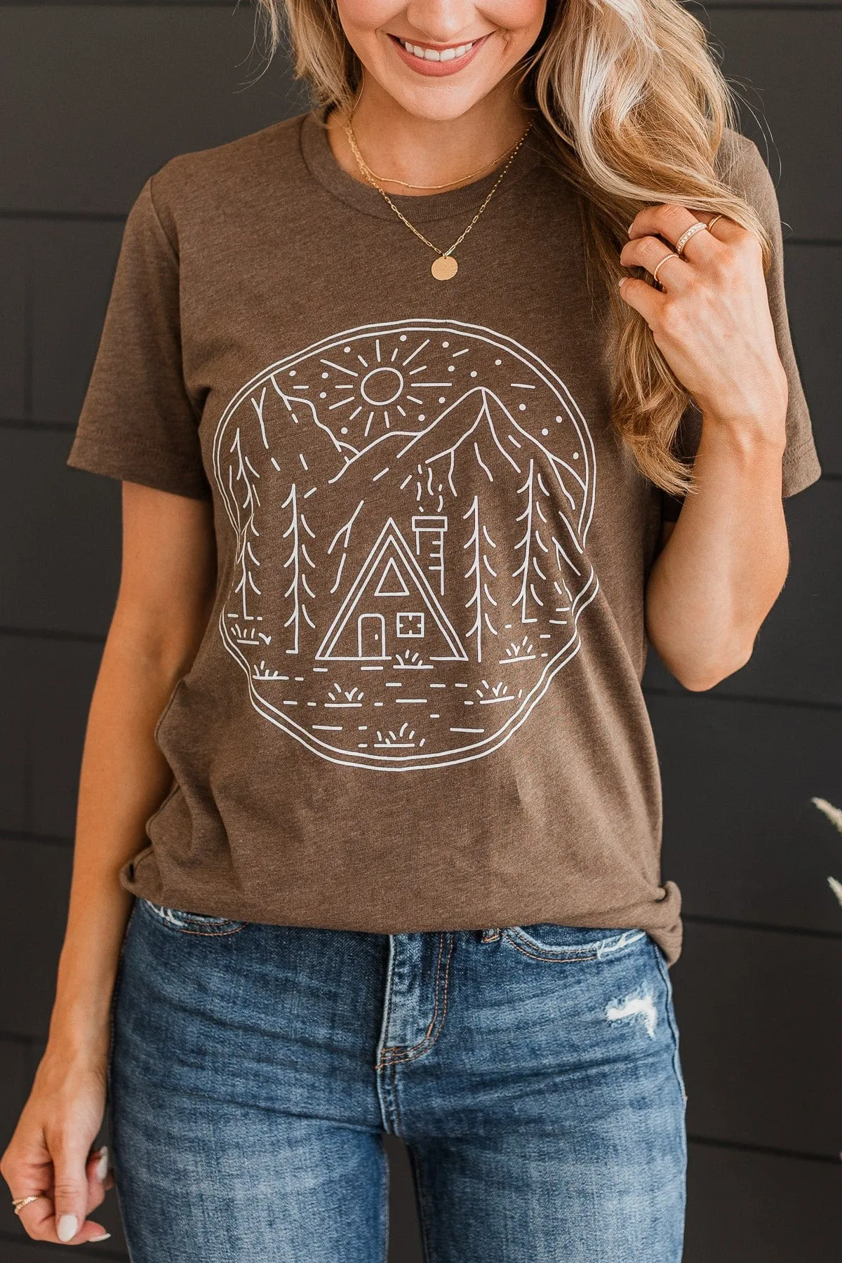 Into The Forest Graphic Tee- Brown