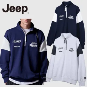 JEEP  |Unisex Street Style U-Neck Long Sleeves Logo Sweatshirts