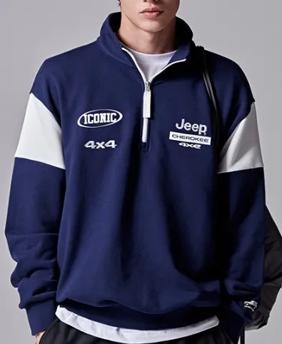 JEEP  |Unisex Street Style U-Neck Long Sleeves Logo Sweatshirts