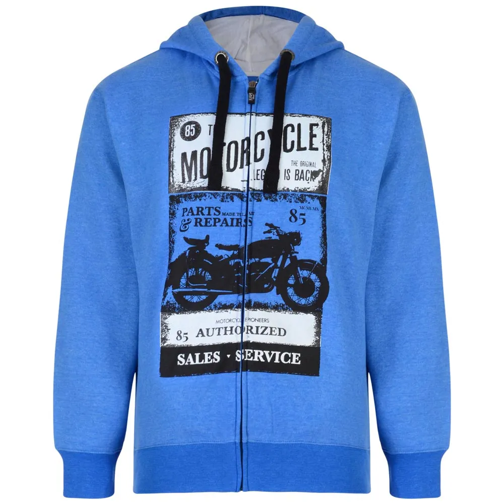 Kam Motorcycle Print Hoody - Blue