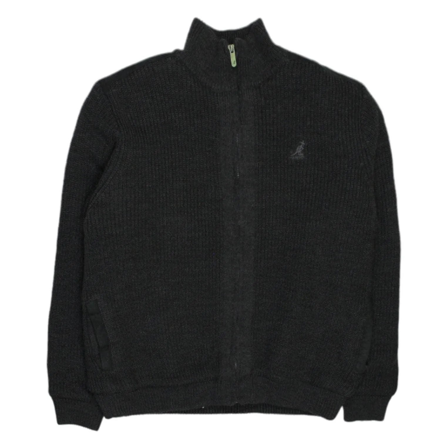 Kangol Grey Chunky Knit & Fleece Cardigan