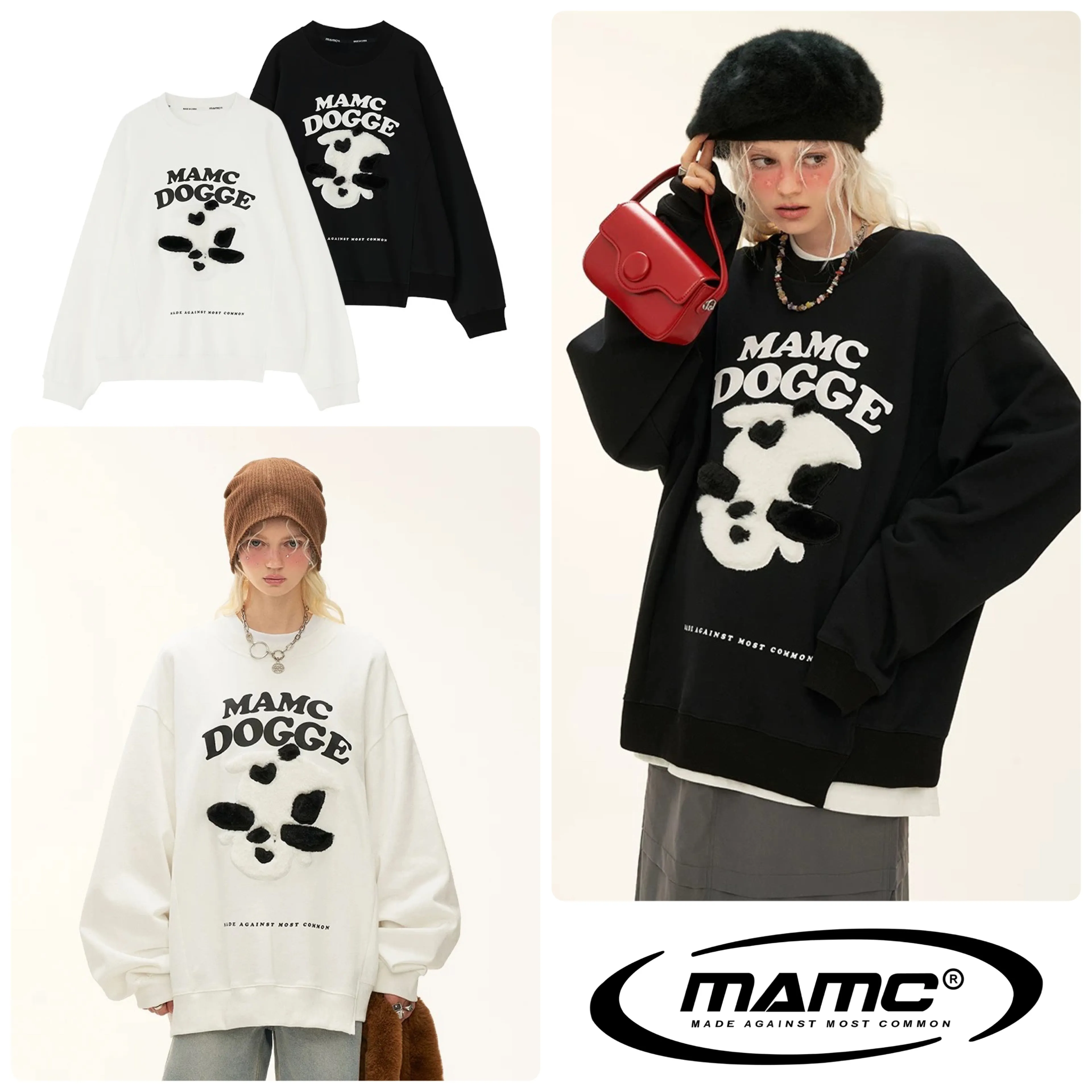 MAMC  |Unisex Street Style Long Sleeves Oversized Logo Sweatshirts