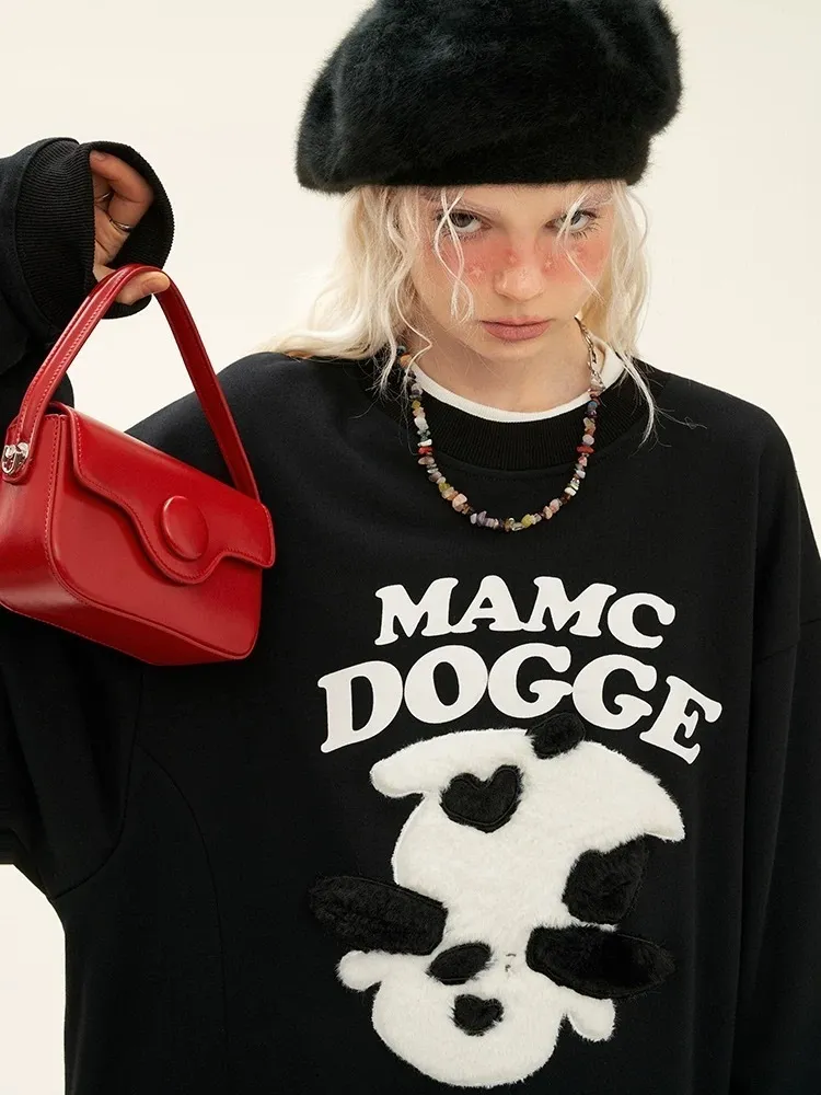 MAMC  |Unisex Street Style Long Sleeves Oversized Logo Sweatshirts