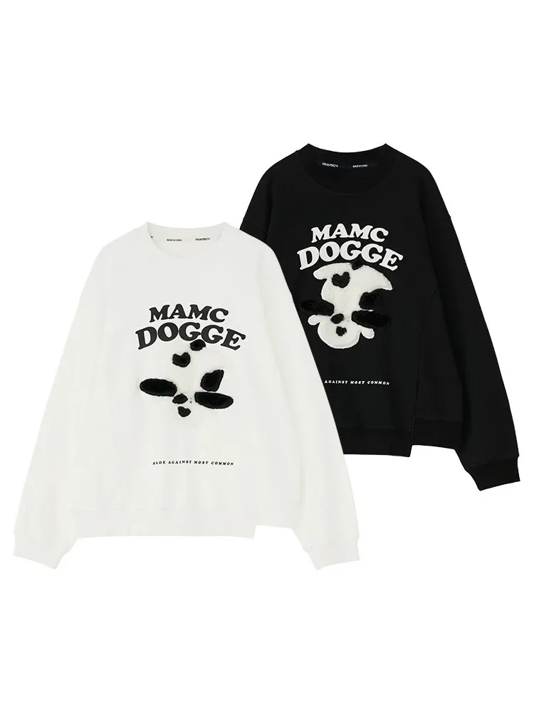 MAMC  |Unisex Street Style Long Sleeves Oversized Logo Sweatshirts