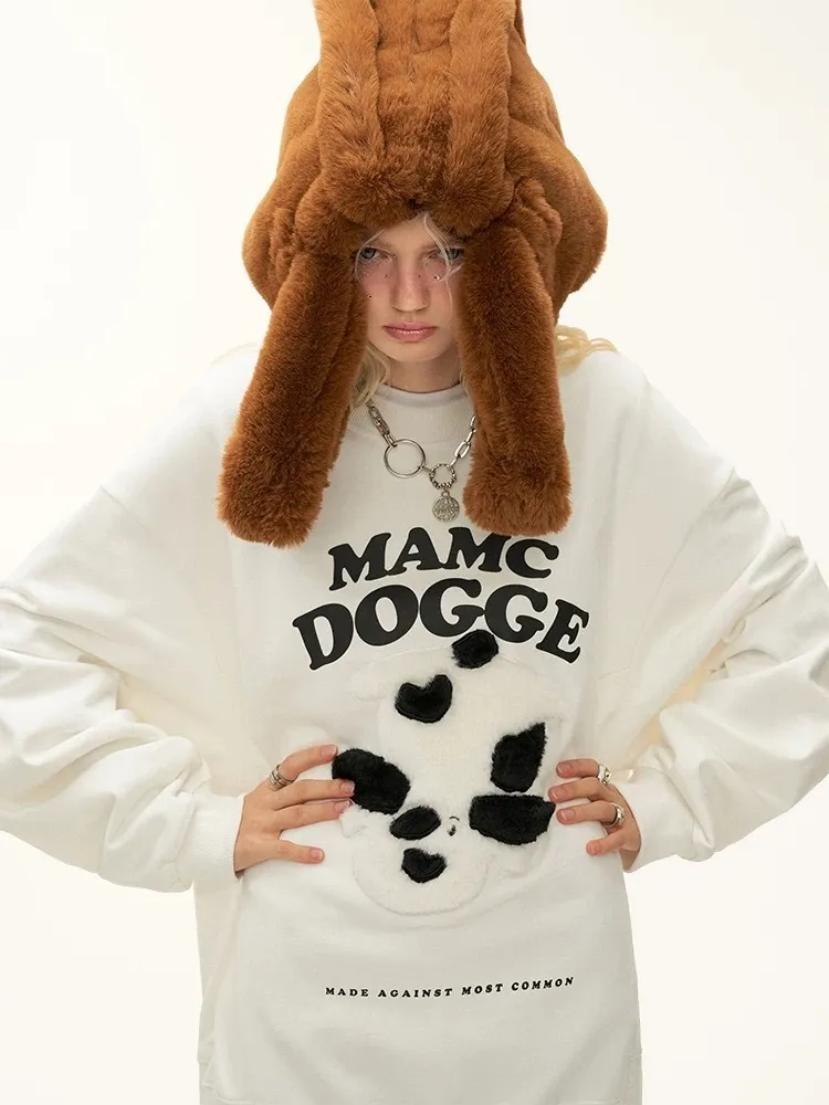 MAMC  |Unisex Street Style Long Sleeves Oversized Logo Sweatshirts