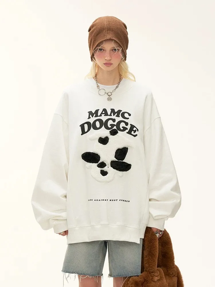 MAMC  |Unisex Street Style Long Sleeves Oversized Logo Sweatshirts