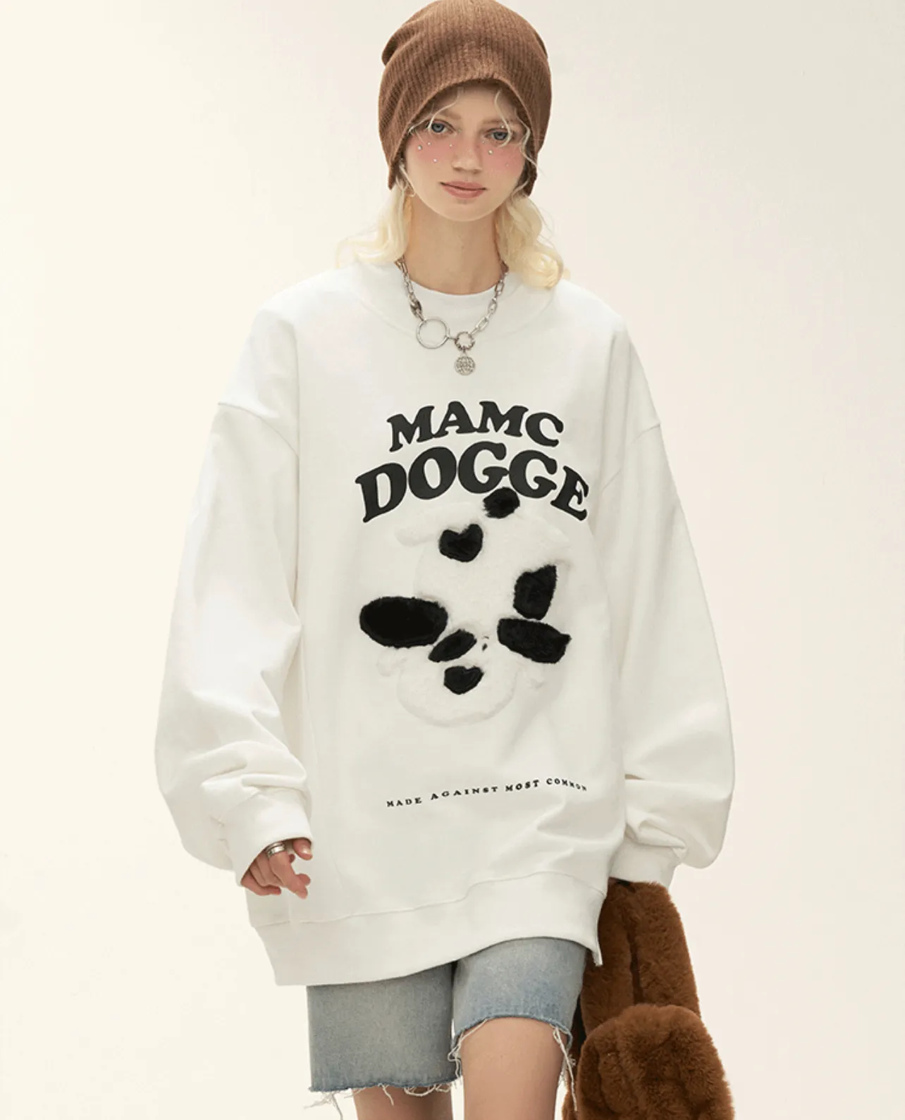 MAMC  |Unisex Street Style Long Sleeves Oversized Logo Sweatshirts