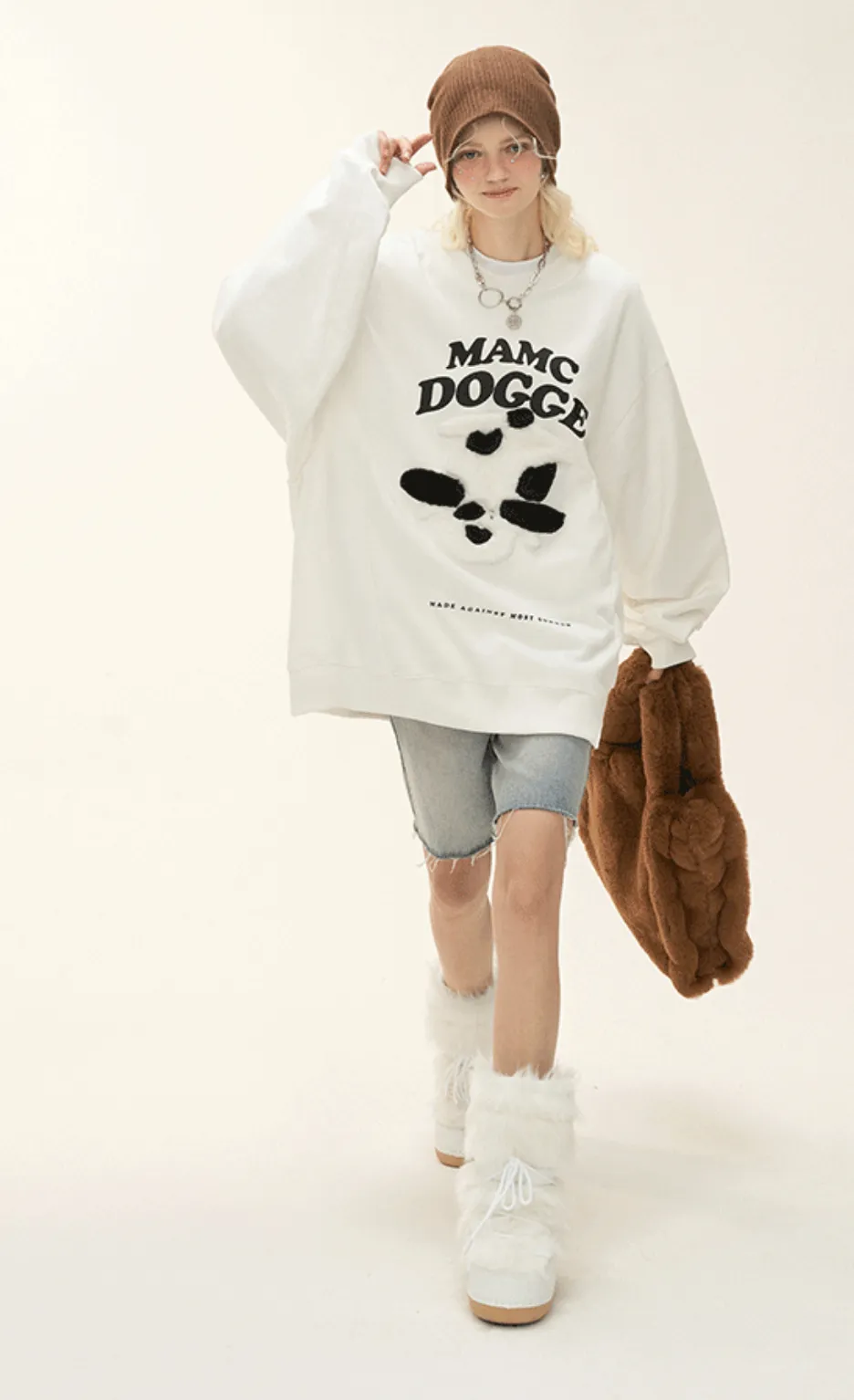 MAMC  |Unisex Street Style Long Sleeves Oversized Logo Sweatshirts