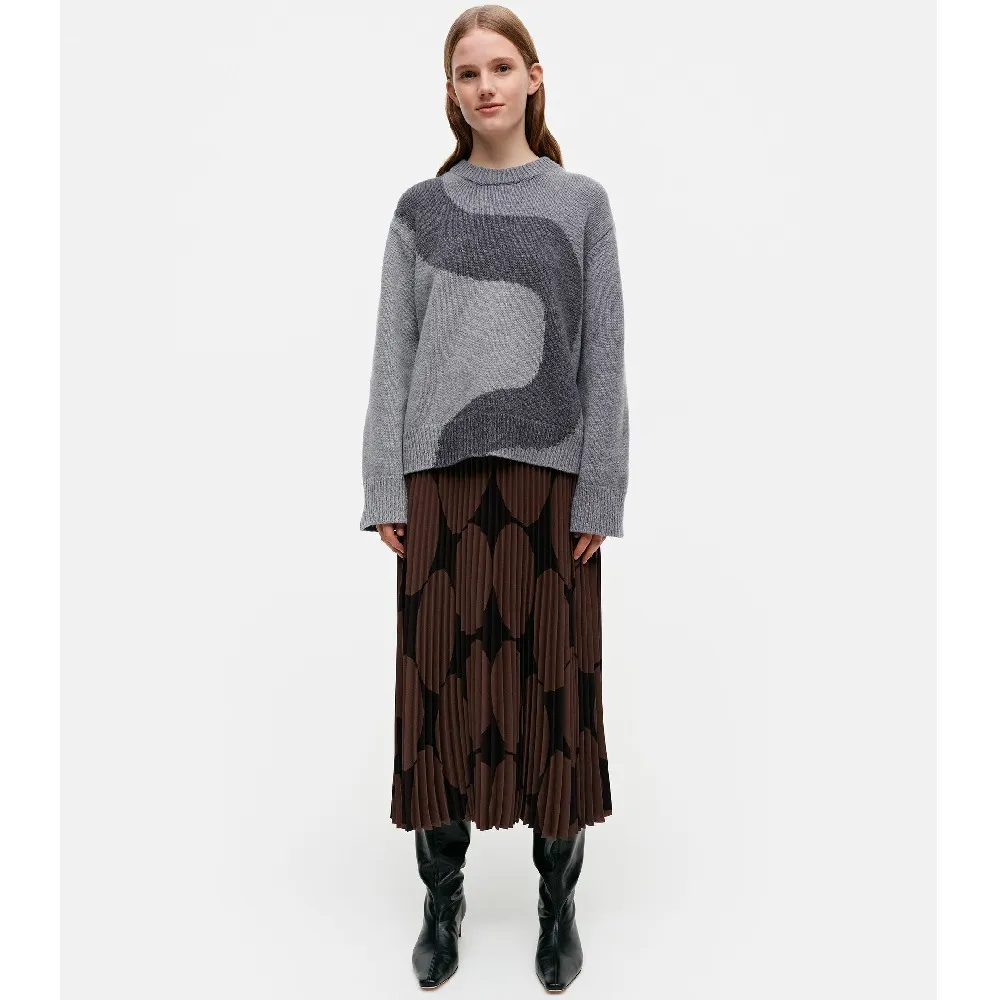 marimekko  |Crew Neck Casual Style Wool Nylon Rib Long Sleeves