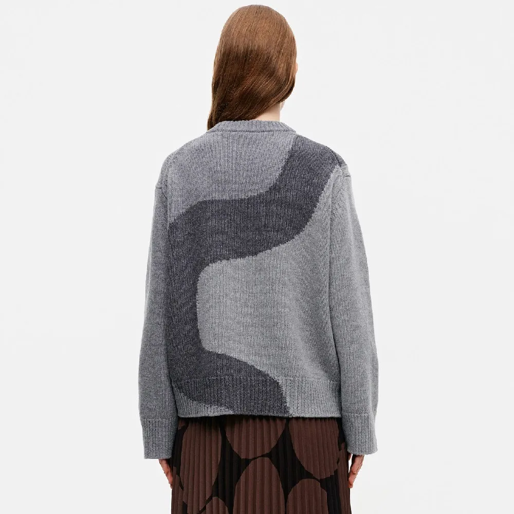 marimekko  |Crew Neck Casual Style Wool Nylon Rib Long Sleeves