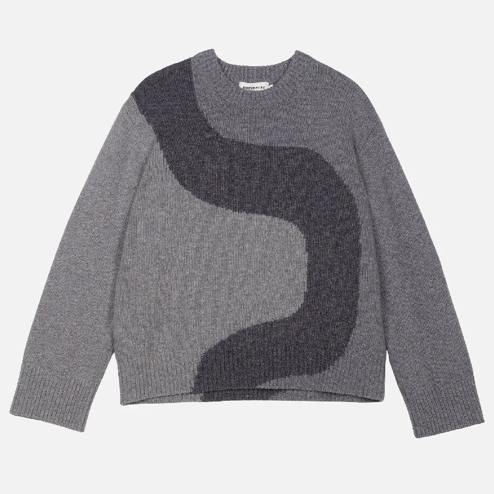 marimekko  |Crew Neck Casual Style Wool Nylon Rib Long Sleeves