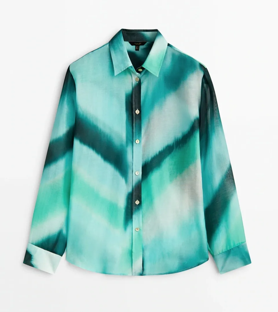 Massimo Dutti  |Casual Style Silk Tie-dye Long Sleeves Cotton Elegant Style