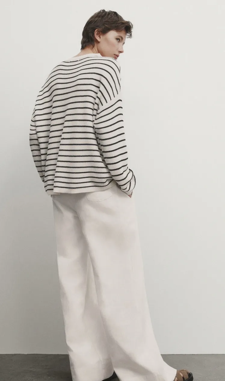 Massimo Dutti  |Stripes Casual Style Long Sleeves Cotton Elegant Style