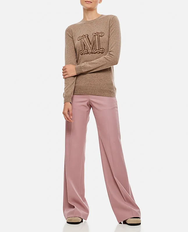 MaxMara  |Casual Style Wool Long Sleeves Plain Office Style Logo