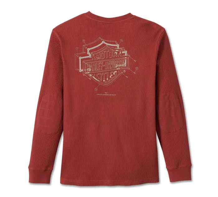 Men's Bar & Shield 3D Long Sleeve Tee - Russet Brown