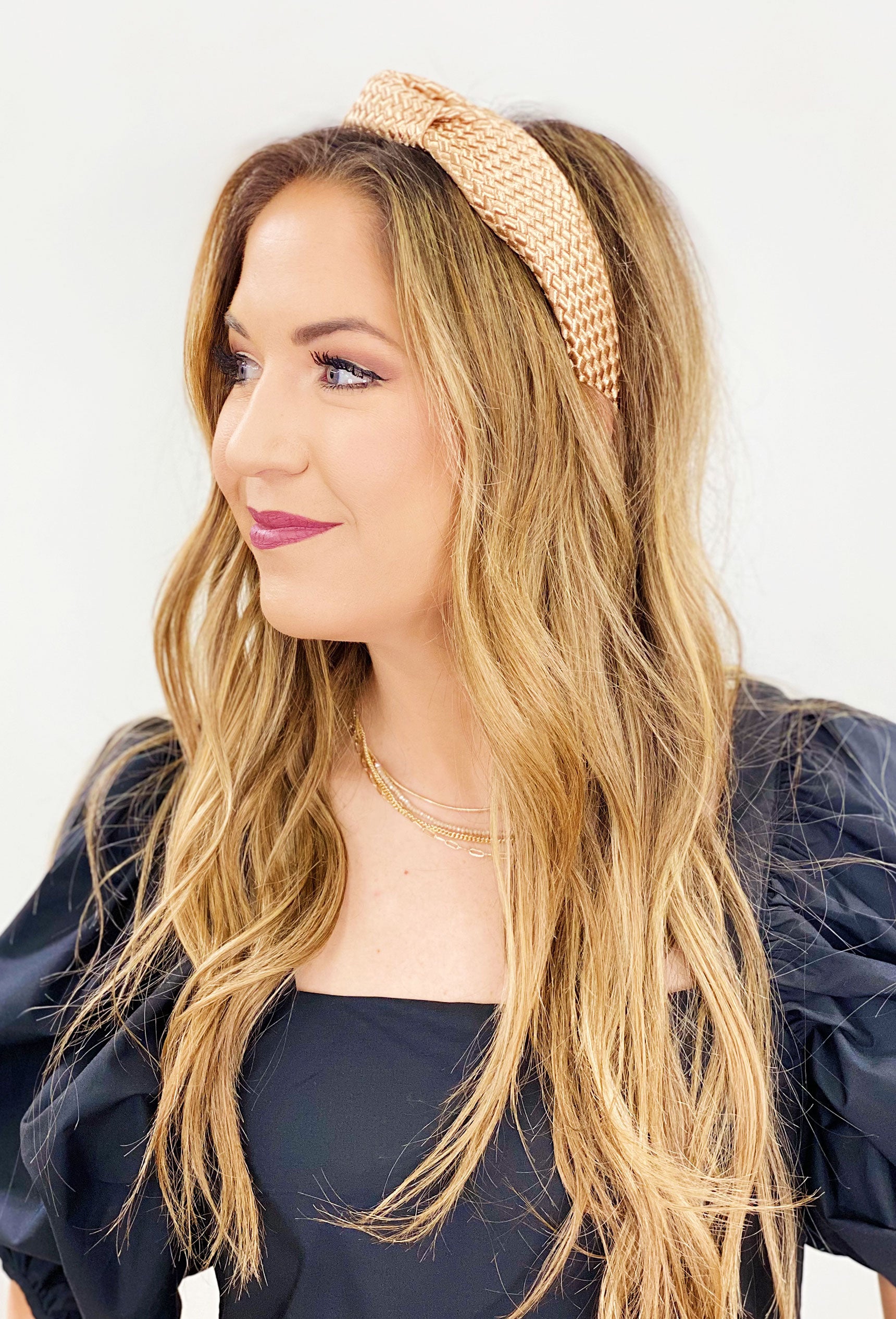 Molly Woven Headband in Beige