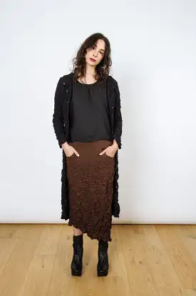 Moth Asymmetrical Long Skirt | Chocolate