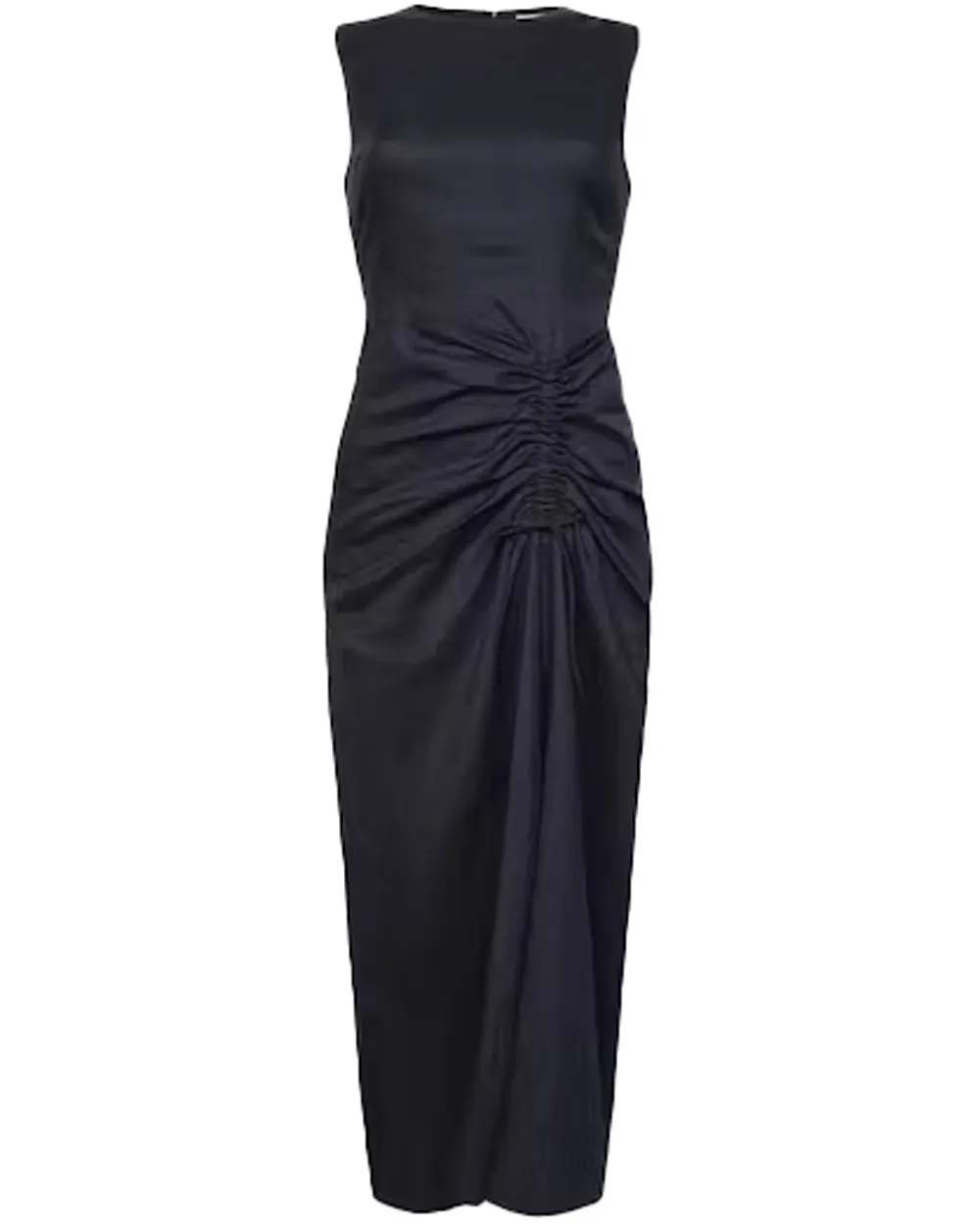 Navy Ruched Front Midi Dress