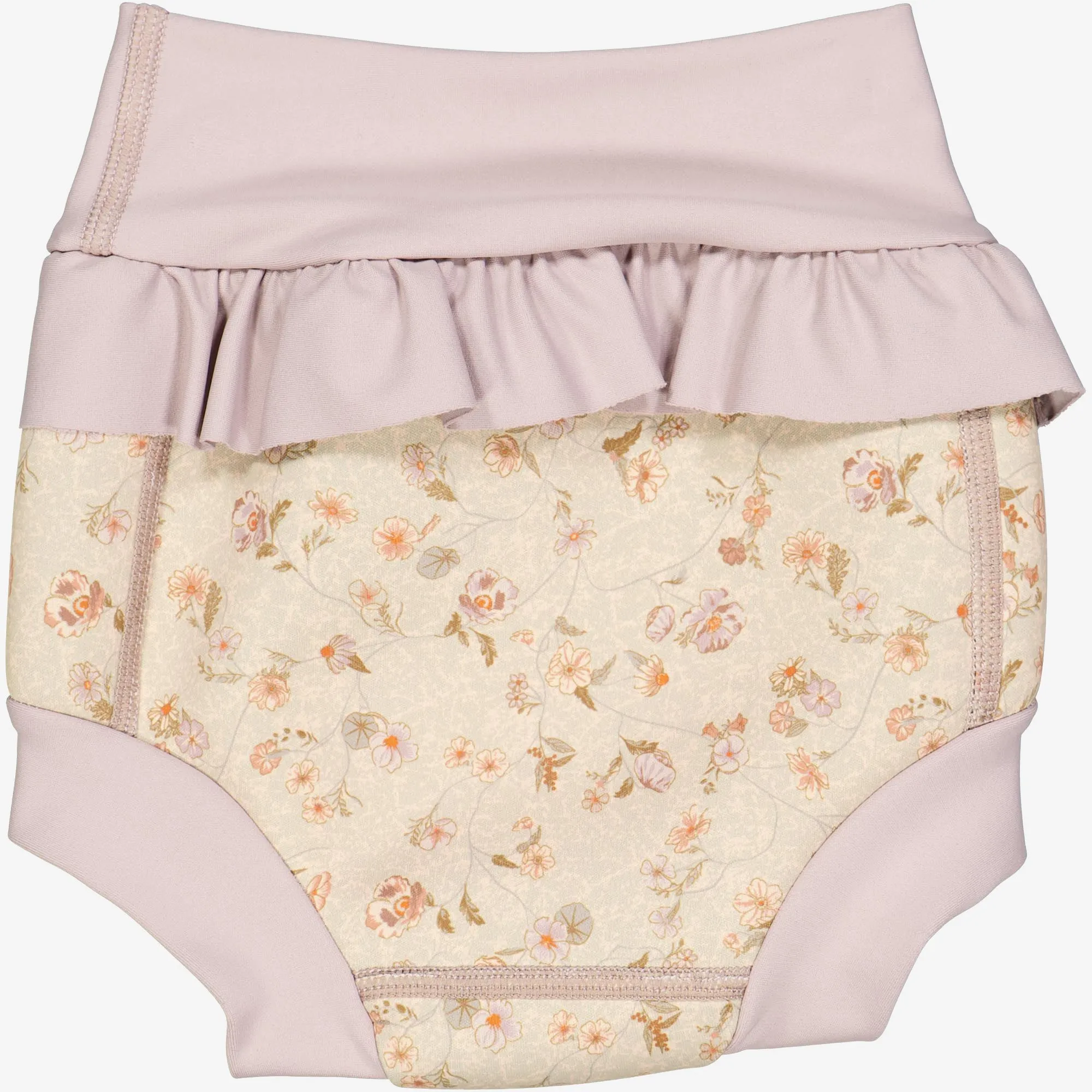 Neoprene Swim Pants Ruffle | Baby - purple poppy flowers