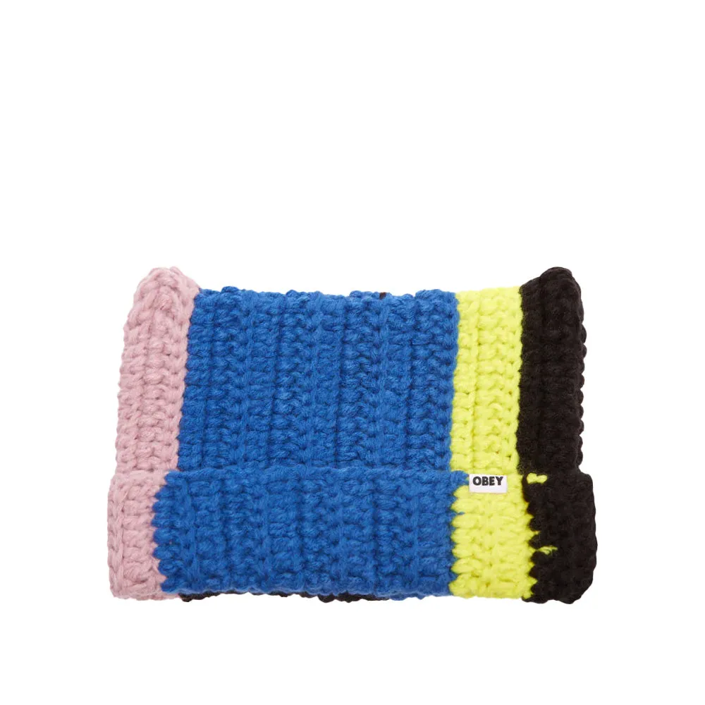 OBEY CROCHET CAT EAR BEANIE // BLACK MULTI