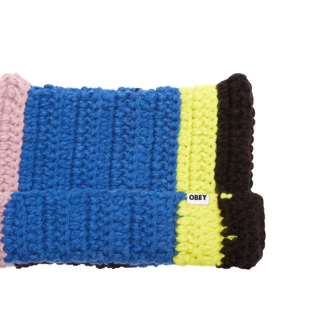 OBEY CROCHET CAT EAR BEANIE // BLACK MULTI